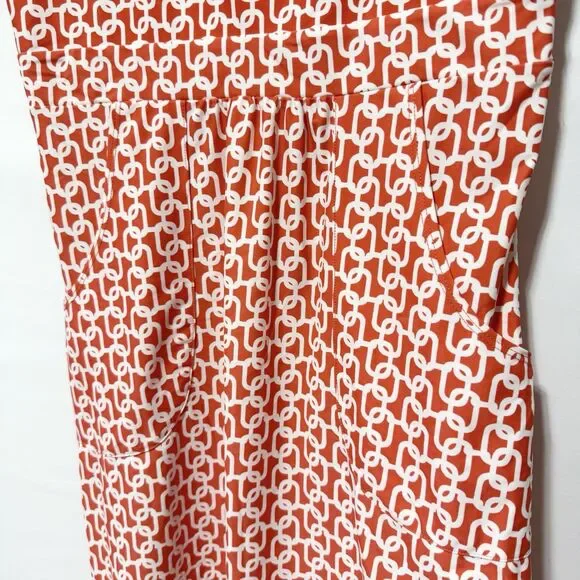 Jude Connally Mary Pat Dress M Small Orange Pink White Pockets Sleeveless - Picture 4 of 8